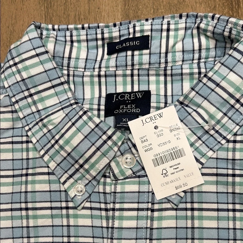 Men's J Crew Blue Plaid Oxford shirt, XL